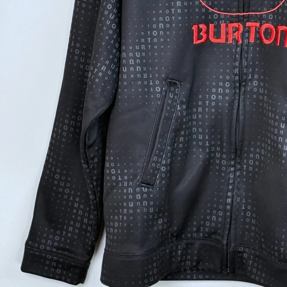 Burton MB Peak Mens Full Zip Hoodie Hooded XL Black Neon Orange Fleece Lined - Picture 3 of 11